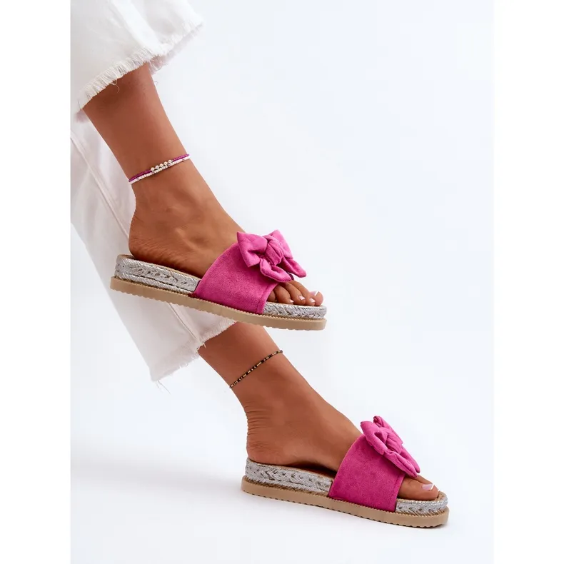 Tongs Plateforme Femme Avec Noeud Fuchsia Aflia rose