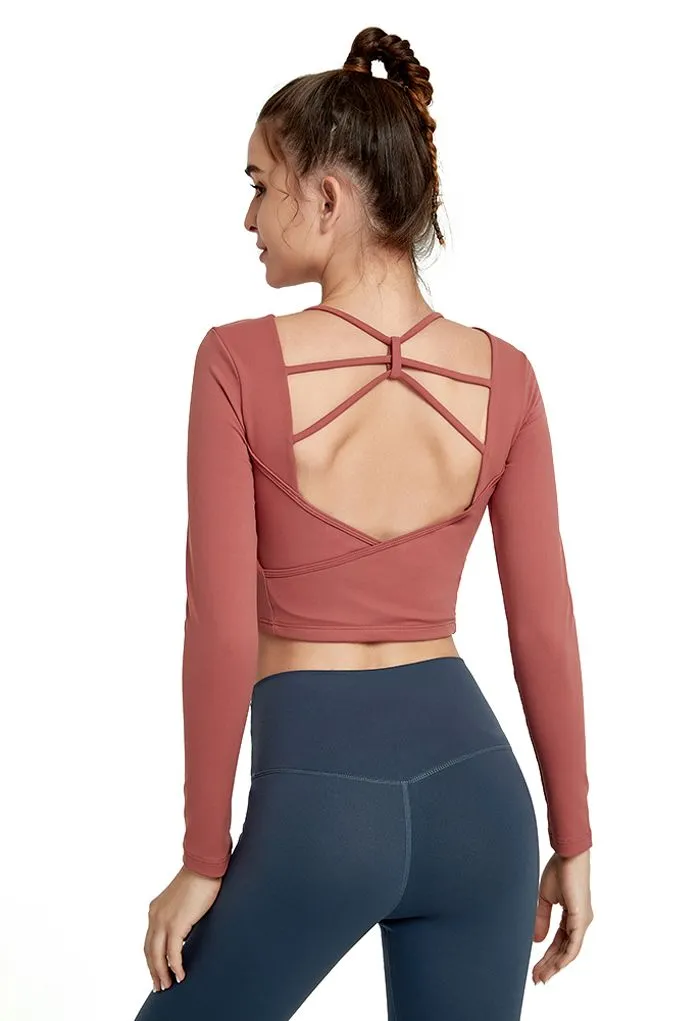 Top dos nu croisé en rouge rouille