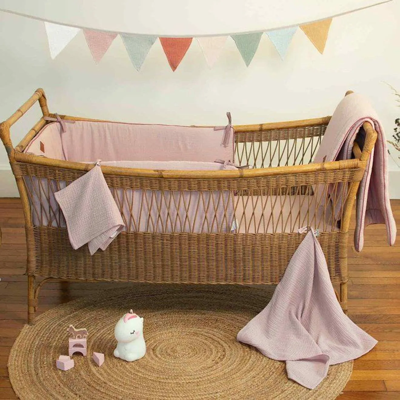 Tour de lit universel en gaze de coton, Jeanne Terracotta Dès la naissance orange - Sevira Kids