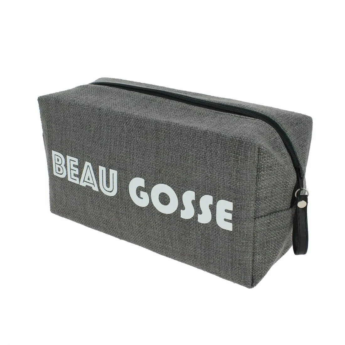 Trousse de toilette gris souris Beau Gosse, M, confectionnée en France