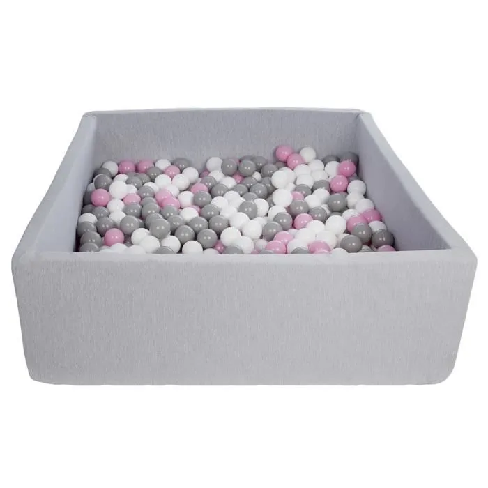 Velinda - 24181 - Piscine à balles pour enfant, dimensions:120x120 cm, Aire de jeu + 600 balles blanc,rose clair,gris