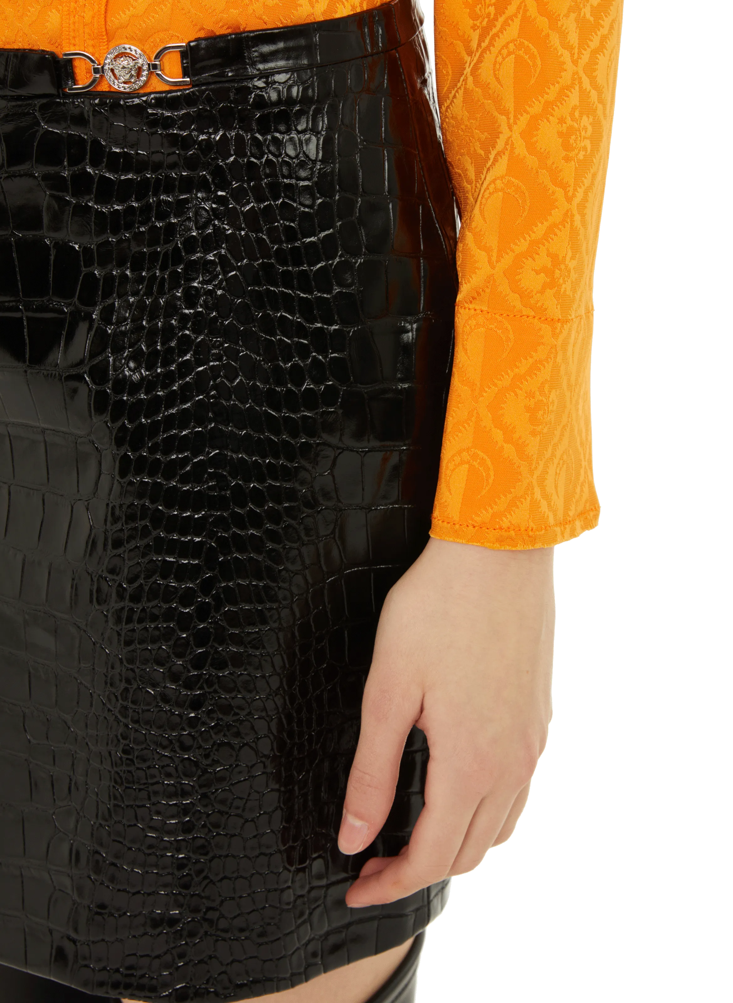 VERSACE  Jupe mini crocodile  - Noir