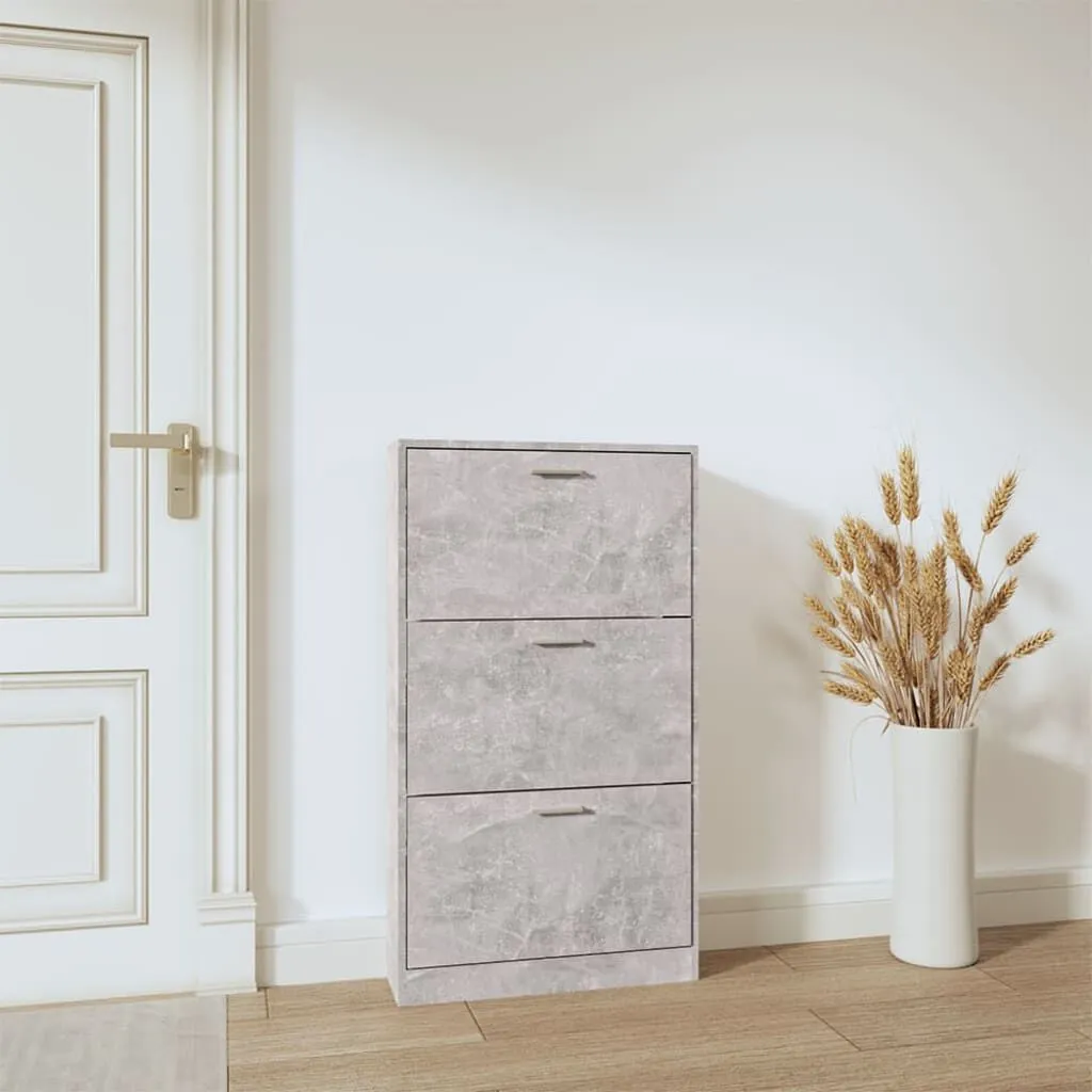 vidaXL Armoire à chaussures Gris béton 59x17x108 cm Bois d'ingénierie | vidaxl-fr