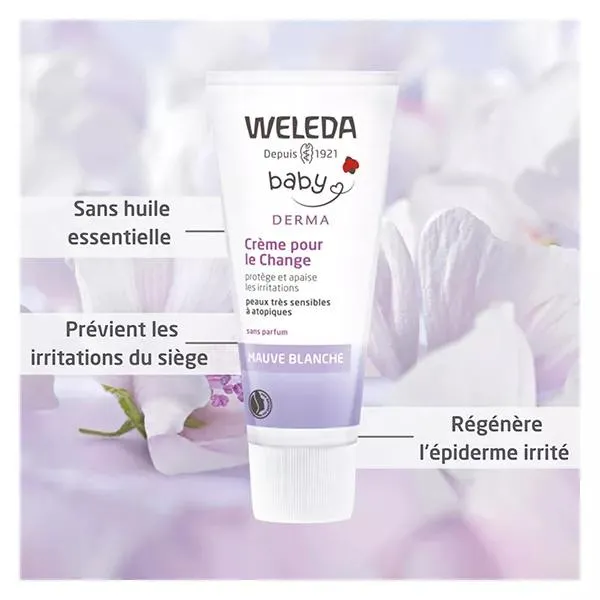 Weleda Bébé Mauve Blanche Crème pour le Change Bio Lot de 2 x 50ml 