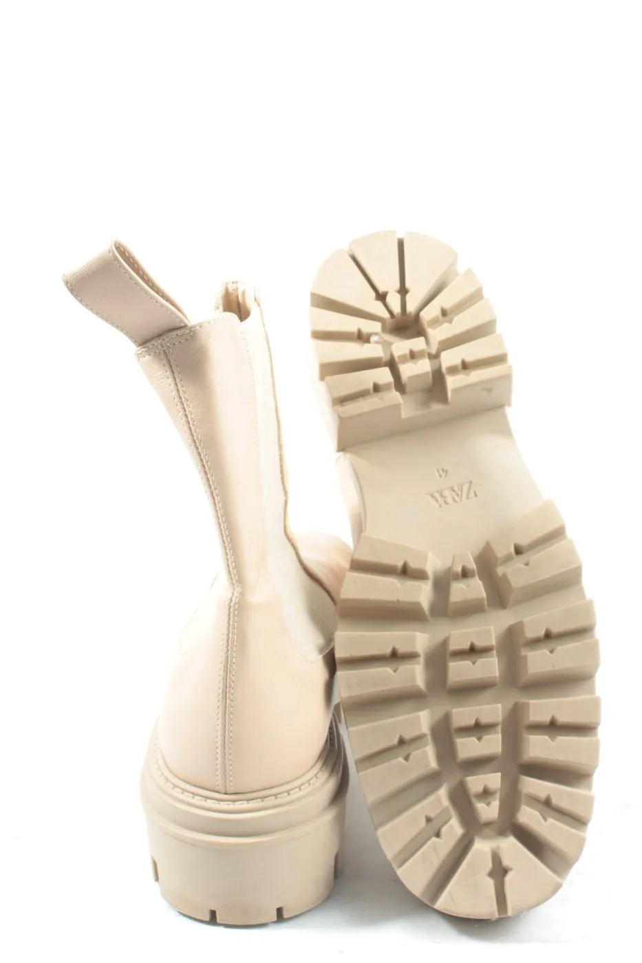 Zara Botte à plateforme blanc cassé style décontracté
